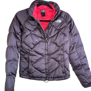 North Face Womens Aconcagua Down Jacket XS Purple TNF Zip Coat Outdoor Camp Hike